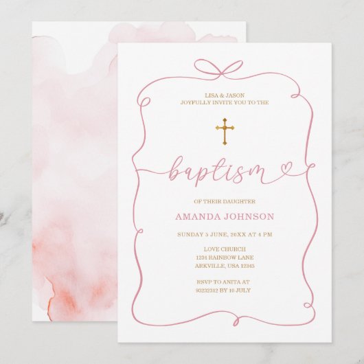 Minimalistische Waterverf meisje doop doop doop Kaart (Voorkant / Achterkant)