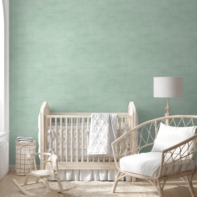 Minimalistische Waterverf Mint Groen gestructureer Behang (Kinderen)
