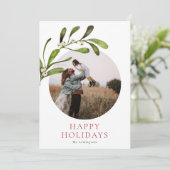 Minimalistische Waterverf Mistletoe Foto Feestdagenkaart (Staand voorkant)