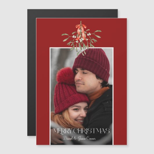 Minimalistische Waterverf Mistletoe Kerstfoto (Voorkant / Achterkant)