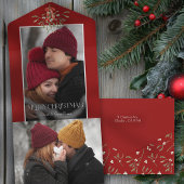 Minimalistische Waterverf Mistletoe Kerstfoto All In One Uitnodiging