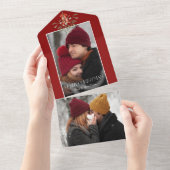 Minimalistische Waterverf Mistletoe Kerstfoto All In One Uitnodiging (Afscheurbaar)