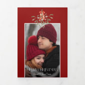 Minimalistische Waterverf Mistletoe Kerstfoto Drieluik Kaart (Cover)