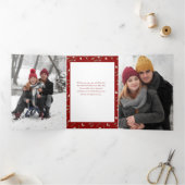 Minimalistische Waterverf Mistletoe Kerstfoto Drieluik Kaart (Binnen)