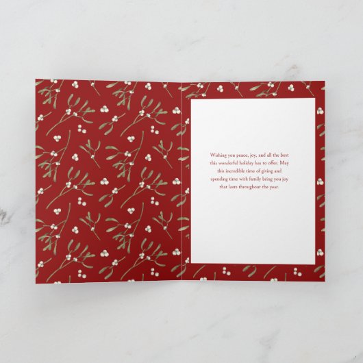 Minimalistische Waterverf Mistletoe Kerstfoto Feestdagen Kaart (Binnen)