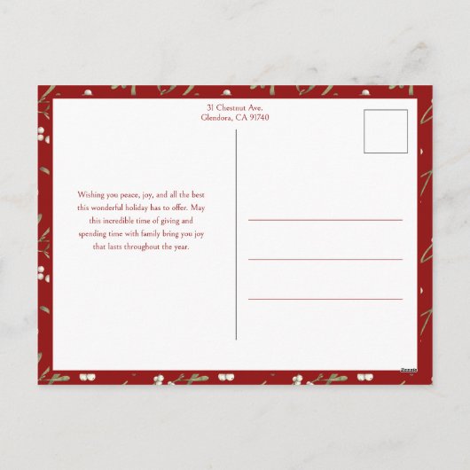 Minimalistische Waterverf Mistletoe Kerstfoto Feestdagenkaart (Achterkant)