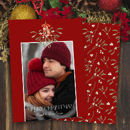 Minimalistische Waterverf Mistletoe Kerstfoto Feestdagenkaart