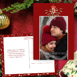 Minimalistische Waterverf Mistletoe Kerstfoto Feestdagenkaart