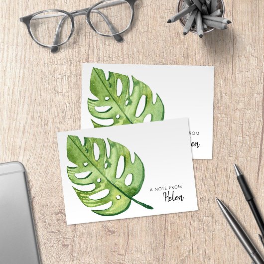Minimalistische Waterverf Monstera Bedankkaart