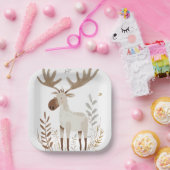 Minimalistische Waterverf Moose Papieren Bordje (Feest)