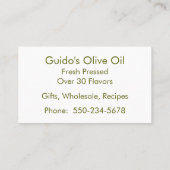 Minimalistische Waterverf Olijftak Olijfolie Visitekaartje (Achterkant)
