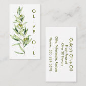 Minimalistische Waterverf Olijftak Olijfolie Visitekaartje (Voorkant / Achterkant)
