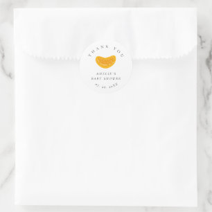 Minimalistische waterverf oranje babyshower bedank ronde sticker