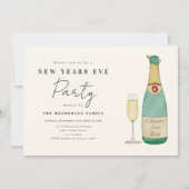 Minimalistische Waterverf oudejaarsfeest Kaart (Voorkant)