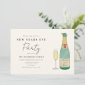 Minimalistische Waterverf oudejaarsfeest Kaart (Staand voorkant)