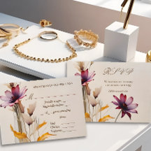 Minimalistische waterverf paarse bloem bruiloft