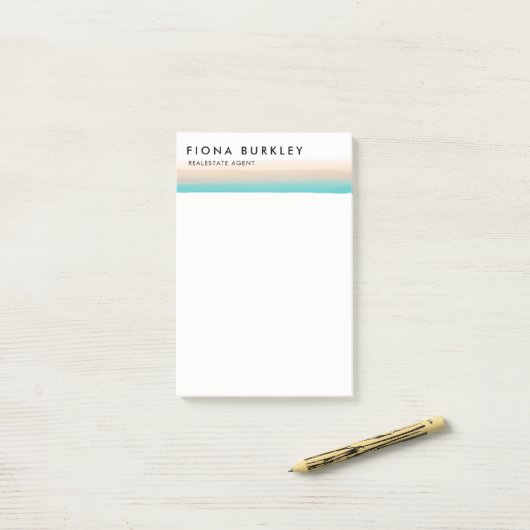 Minimalistische Waterverf penseelstreek Post-it® Notes (Op bureau)
