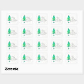Minimalistische Waterverf Pijnboom Vrolijk kerstfe Vierkante Sticker (Vel)