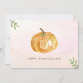 Minimalistische Waterverf pompoen Thanksgiving Feestdagenkaart (Voorkant)