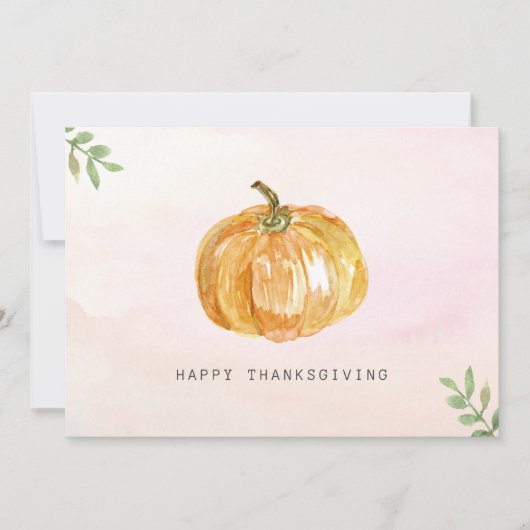 Minimalistische Waterverf pompoen Thanksgiving Feestdagenkaart (Voorkant)