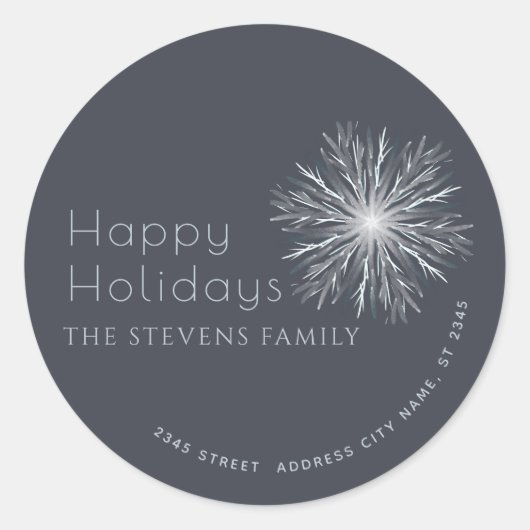 Minimalistische waterverf Prettige feestdagen snee Ronde Sticker (Voorkant)