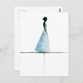Minimalistische Waterverf Print, Vrouwen Silhouet Briefkaart (Voorkant / Achterkant)