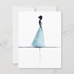 Minimalistische Waterverf Print, Vrouwen Silhouet  Briefkaart