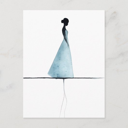 Minimalistische Waterverf Print, Vrouwen Silhouet Briefkaart (Voorkant)