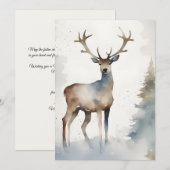 Minimalistische Waterverf Rendier Christmas Corpor Feestdagenkaart (Voorkant / Achterkant)