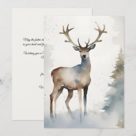 Minimalistische Waterverf Rendier Christmas Corpor Feestdagenkaart