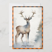Minimalistische Waterverf Rendier Christmas Sinaas Feestdagenkaart (Voorkant)