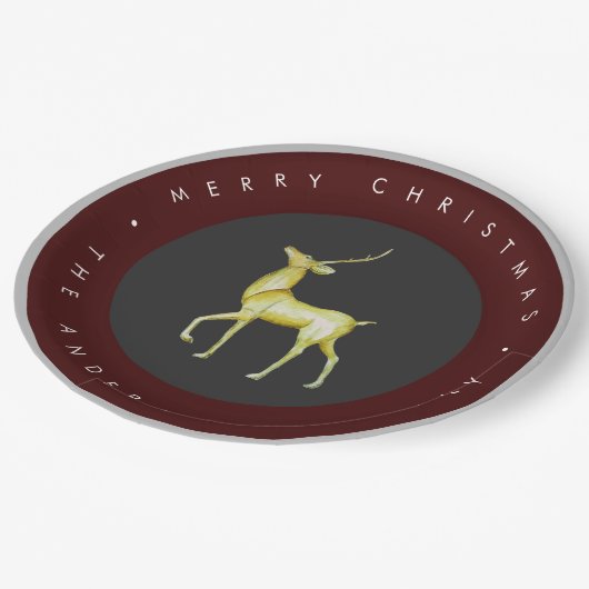 Minimalistische Waterverf rendieren Vrolijk kerstf Papieren Bordje (Gekanteld)