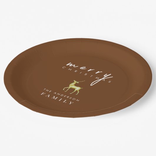 Minimalistische Waterverf rendieren Vrolijk kerstf Papieren Bordje (Gekanteld)