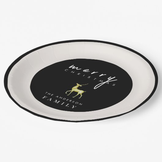 Minimalistische Waterverf rendieren Vrolijk kerstf Papieren Bordje (Gekanteld)