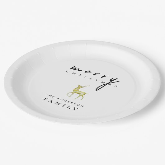 Minimalistische Waterverf rendieren Vrolijk kerstf Papieren Bordje (Gekanteld)