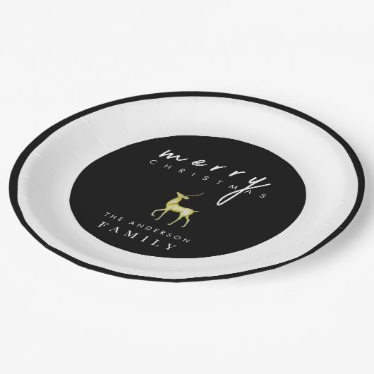 Minimalistische Waterverf rendieren Vrolijk kerstf Papieren Bordje (Gekanteld)