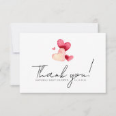 Minimalistische Waterverf Rode Harten Baby Shower Bedankkaart (Voorkant)