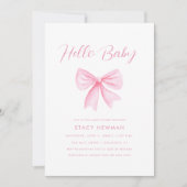 Minimalistische Waterverf Roze Bow Baby shower Kaart (Voorkant)
