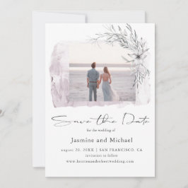 Minimalistische waterverf Roze Foto Save The Date