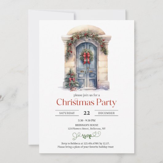 Minimalistische waterverf rustieke houten kerstdeu kaart (Voorkant)