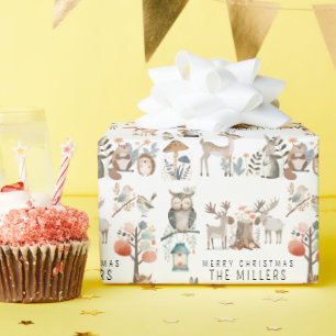 Minimalistische Waterverf Schattigee bosdieren Cadeaupapier