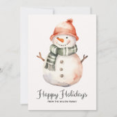 Minimalistische Waterverf Sneeuwman Kerstgroet Feestdagenkaart (Voorkant)