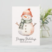 Minimalistische Waterverf Sneeuwman Kerstgroet Feestdagenkaart (Staand voorkant)