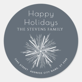 Minimalistische waterverf sneeuwvlok Gelukkig fees Ronde Sticker