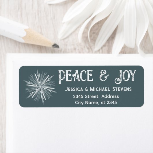 Minimalistische waterverf sneeuwvlok rust en vreug etiket (Insitu)