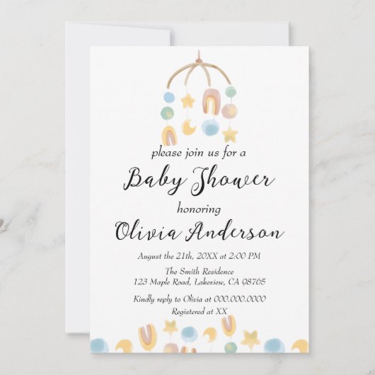 Minimalistische Waterverf Speelgoed Baby shower Kaart (Voorkant)