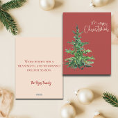 Minimalistische Waterverf Tree NonPhoto kerst Kaar Feestdagenkaart