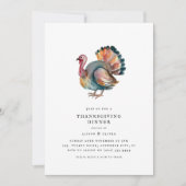 Minimalistische Waterverf Turkije Thanksgiving Din Kaart (Voorkant)