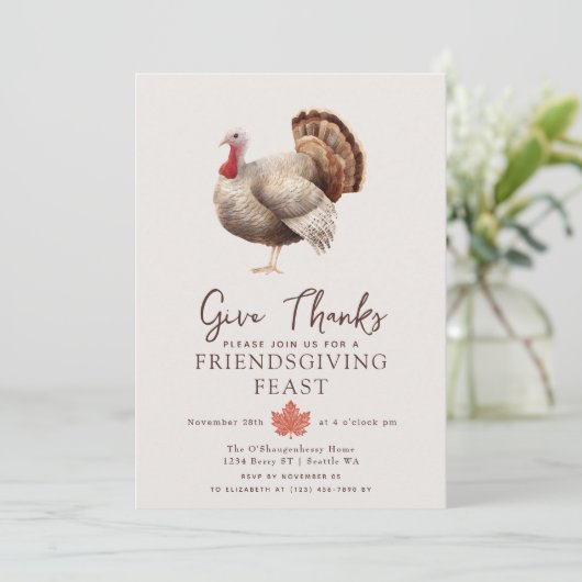 Minimalistische Waterverf Turkije Thanksgiving Kaart (Staand voorkant)