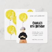 MINIMALISTISCHE WATERVERF VERJAARDAGSUITNODIGING V KAART (Voorkant / Achterkant)